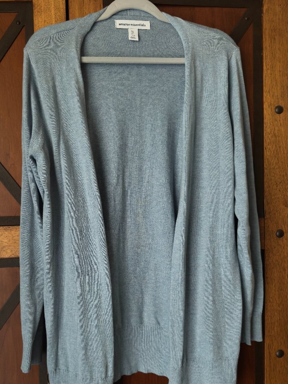 Amazon Essentials Light Blue Open Front Longline Cardigan Side Slits Sz L